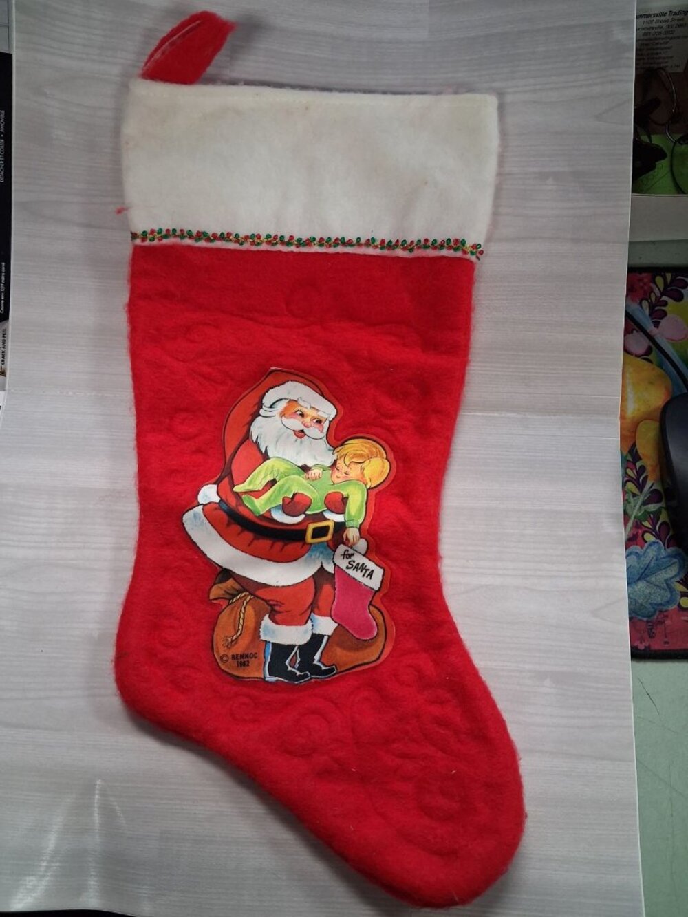 Vintage Felt Christmas Stocking Santa
